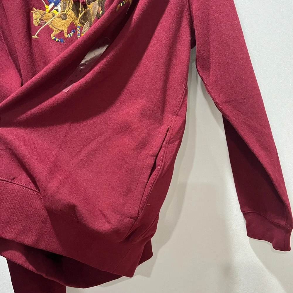 NWT Polo Ralph‎ Lauren Men's Medium Triple -Pony Fleece Hoodie. Color Red. $188